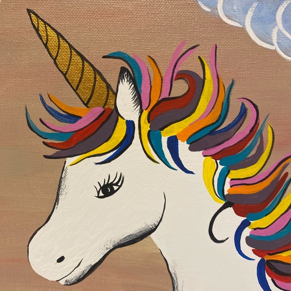 Unicorn horse Hand crafted painting acrylics 9x11” canvas board Hand painted - Picture 7 of 8